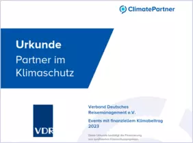 ClimatePartner Urkunde Kompensation Events 2023 | VDR