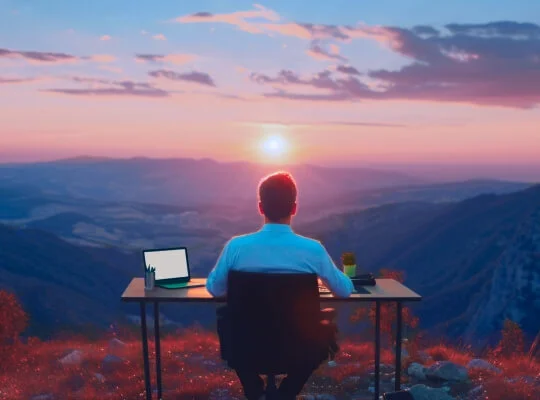 Workation | Geschäftsmann im Sonnuntergang | VDR Workation | Geschäftsmann im Sonnuntergang | VDR