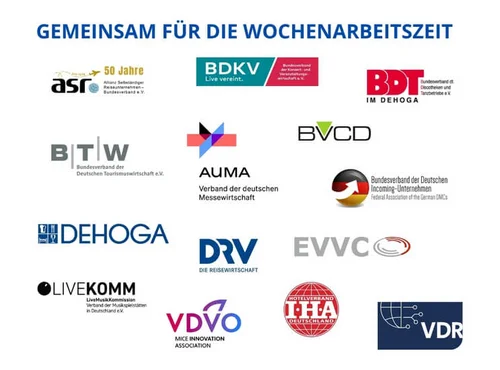 Gemeinsam für die Wochenarbeitszeit | DEHOGA Kampagne | Logos Akteure Gemeinsam für die Wochenarbeitszeit | DEHOGA Kampagne | Logos Akteure